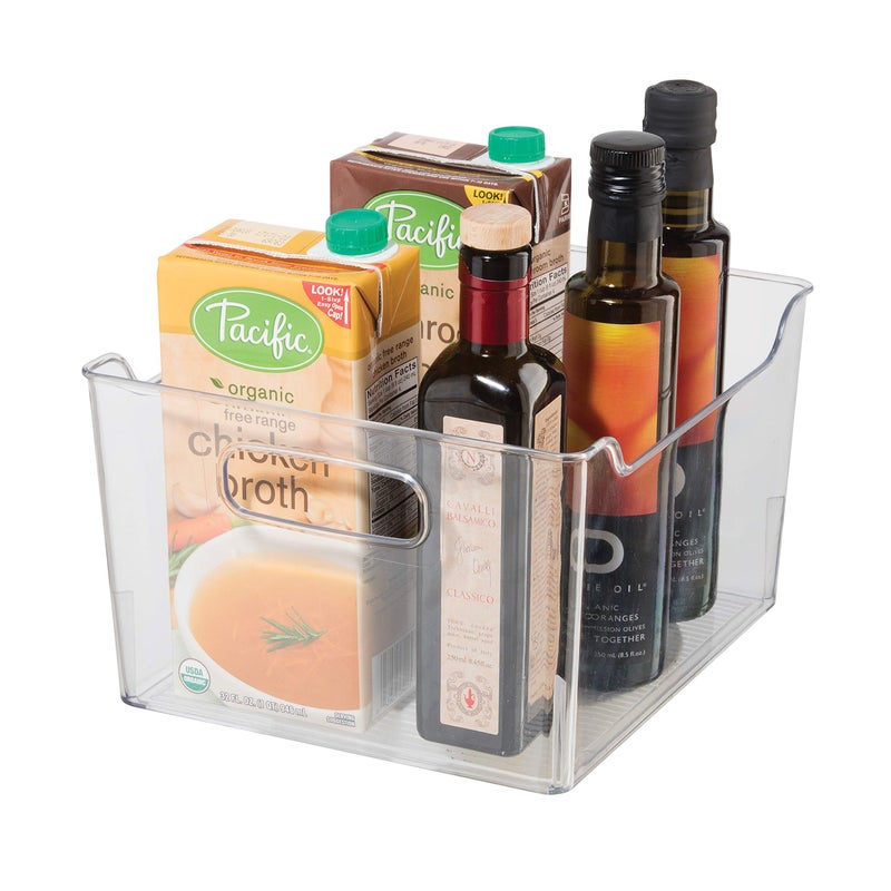 Oggi Storage Bin With Handles - Deep (9.75" x 9" x 6") - Ideal for Kitchen Organization, Pantry Storage, Fridge Organizing, Clear - Image 2